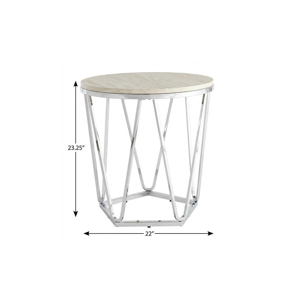 Silver Manufactured Wood and Iron Round End Table - 23-inch