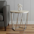 Silver Manufactured Wood and Iron Round End Table - 23-inch