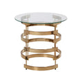 Champagne Glass and Iron Round End Table - 21-inch