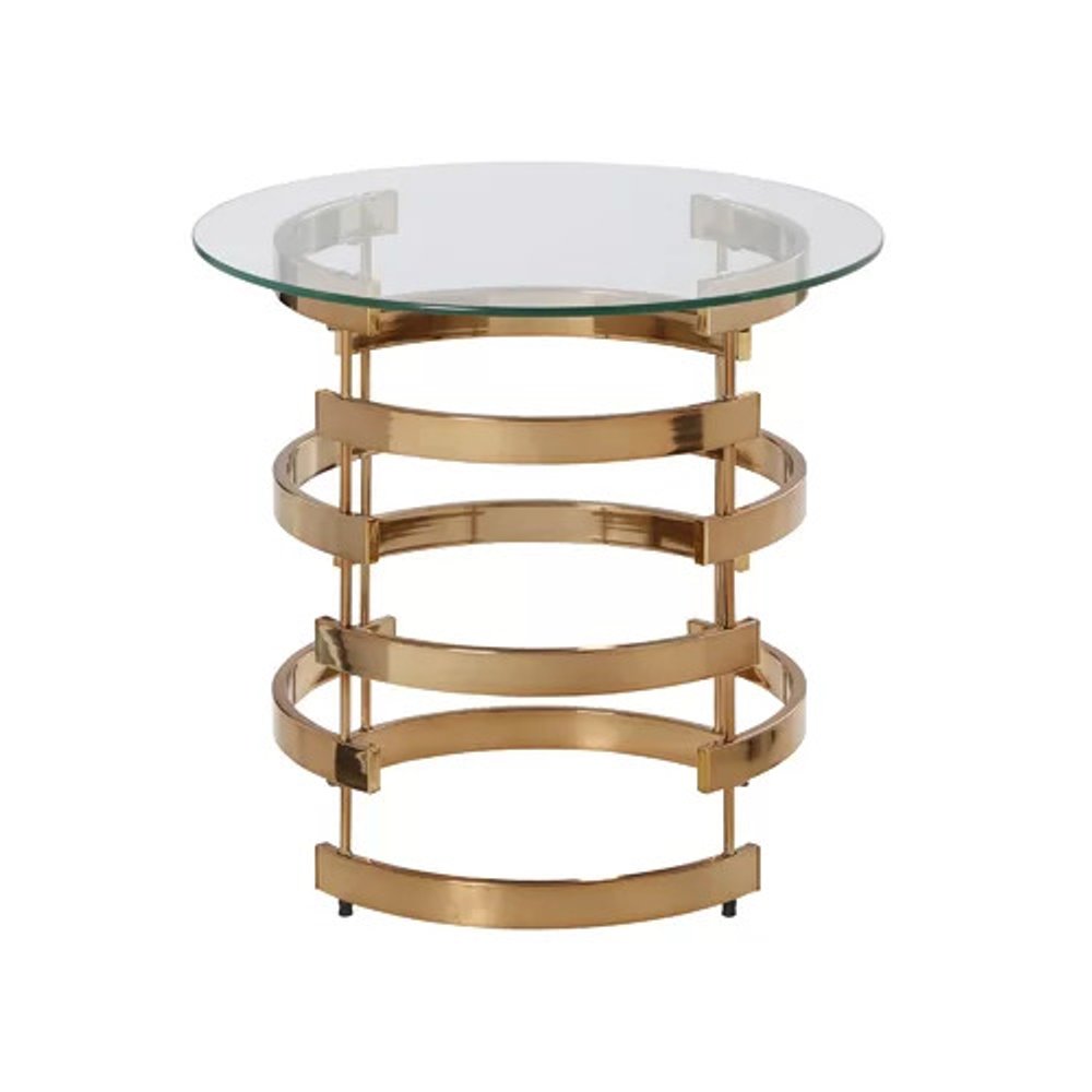 Champagne Glass and Iron Round End Table - 21-inch