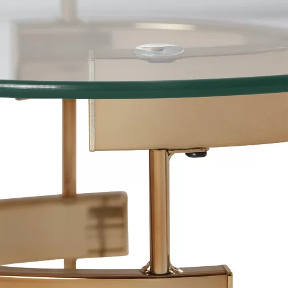 Champagne Glass and Iron Round End Table - 21-inch