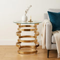 Champagne Glass and Iron Round End Table - 21-inch