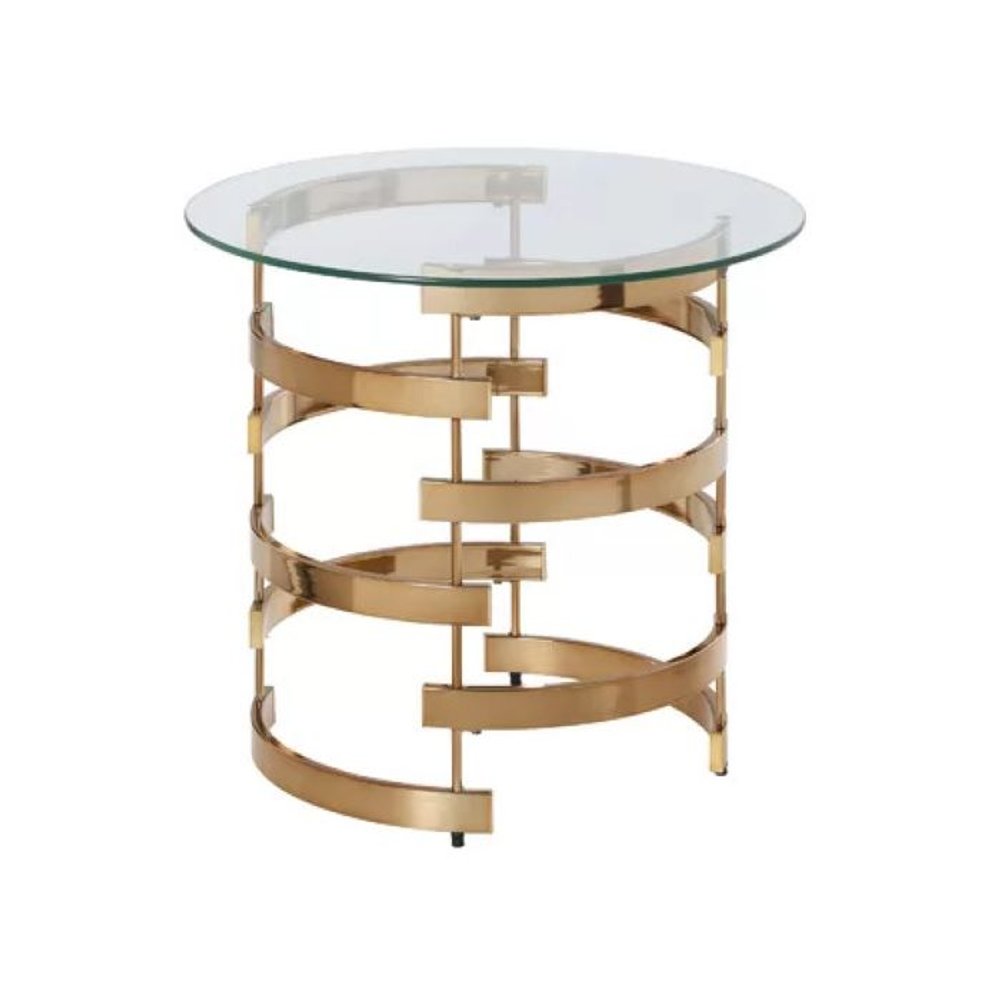 Champagne Glass and Iron Round End Table - 21-inch