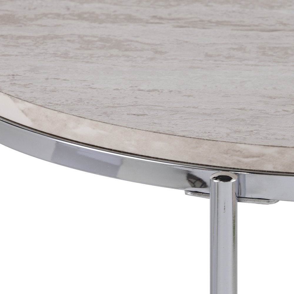 Chrome Manufactured Wood and Iron Rectangular End Table with Shelf