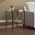 Black Glass and Iron Round End Table - 24-inch