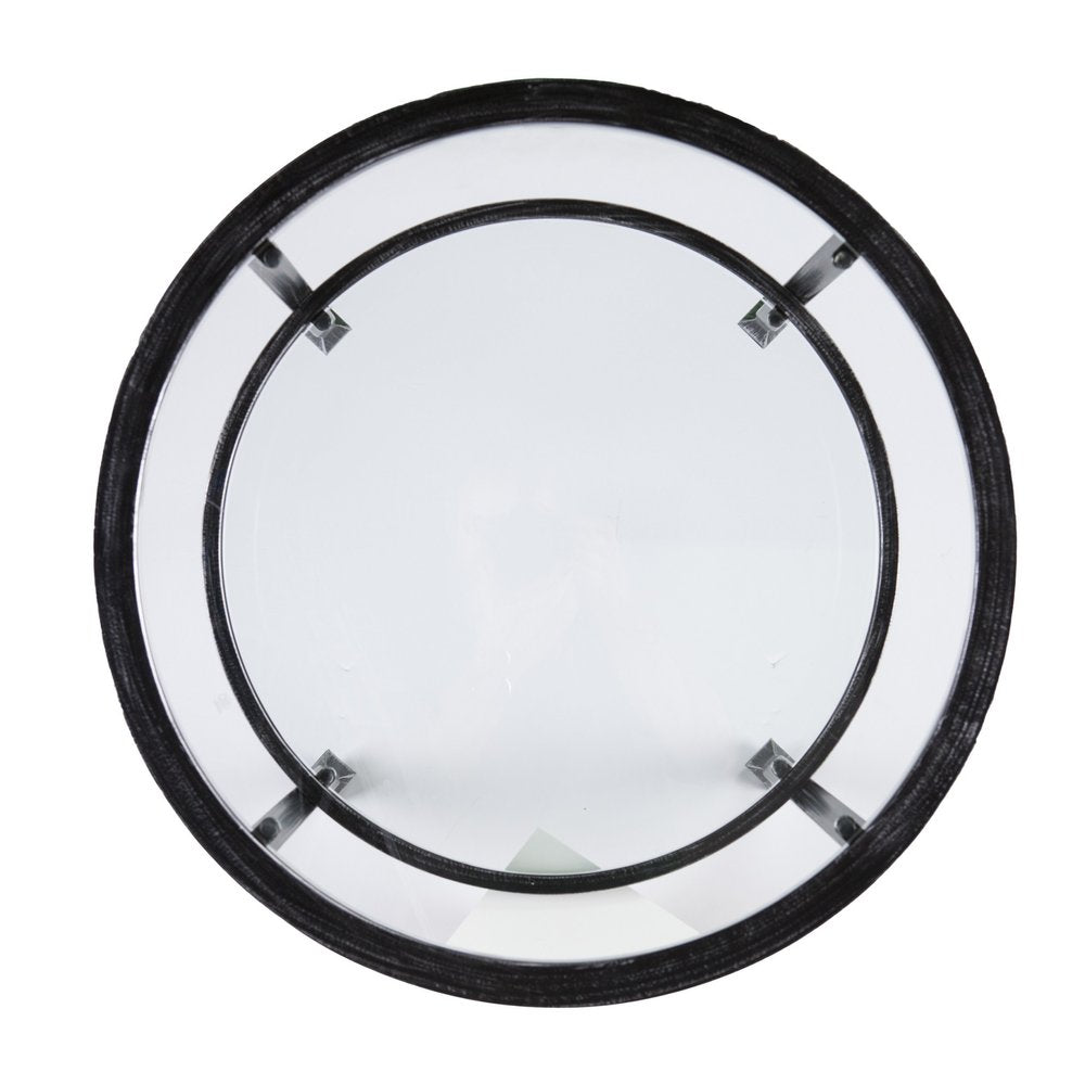 Black Glass and Iron Round End Table - 24-inch