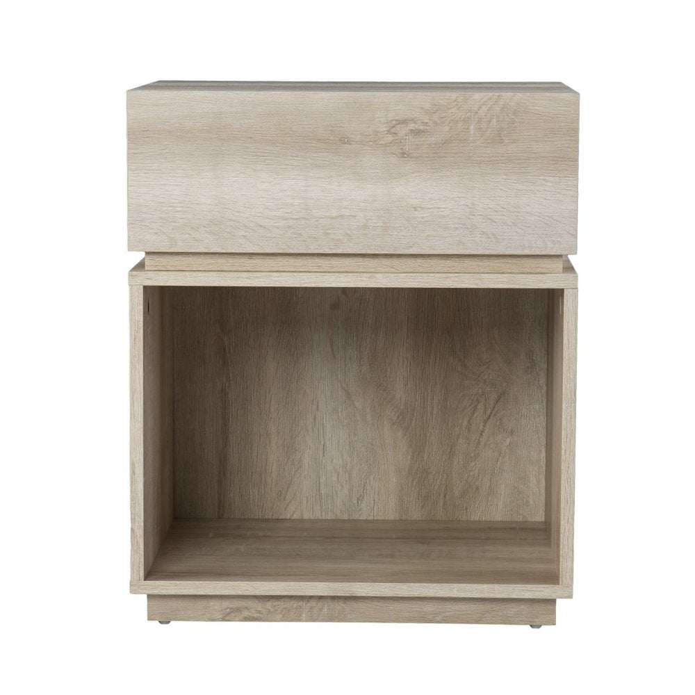 Brown Manufactured Wood Rectangular End Table with Drawer with Shelf