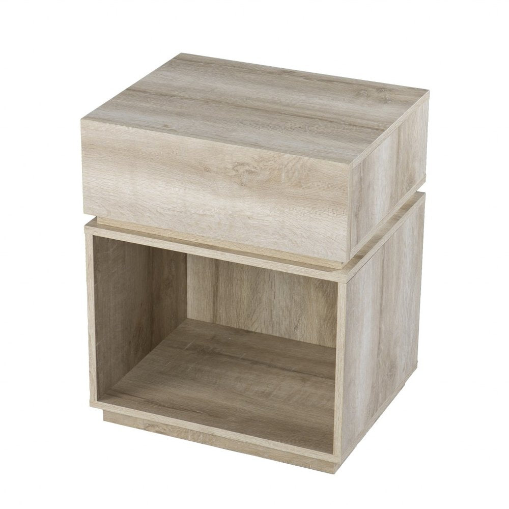 Brown Manufactured Wood Rectangular End Table with Drawer with Shelf