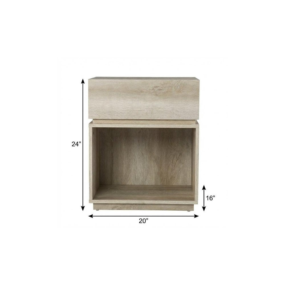 Brown Manufactured Wood Rectangular End Table with Drawer with Shelf