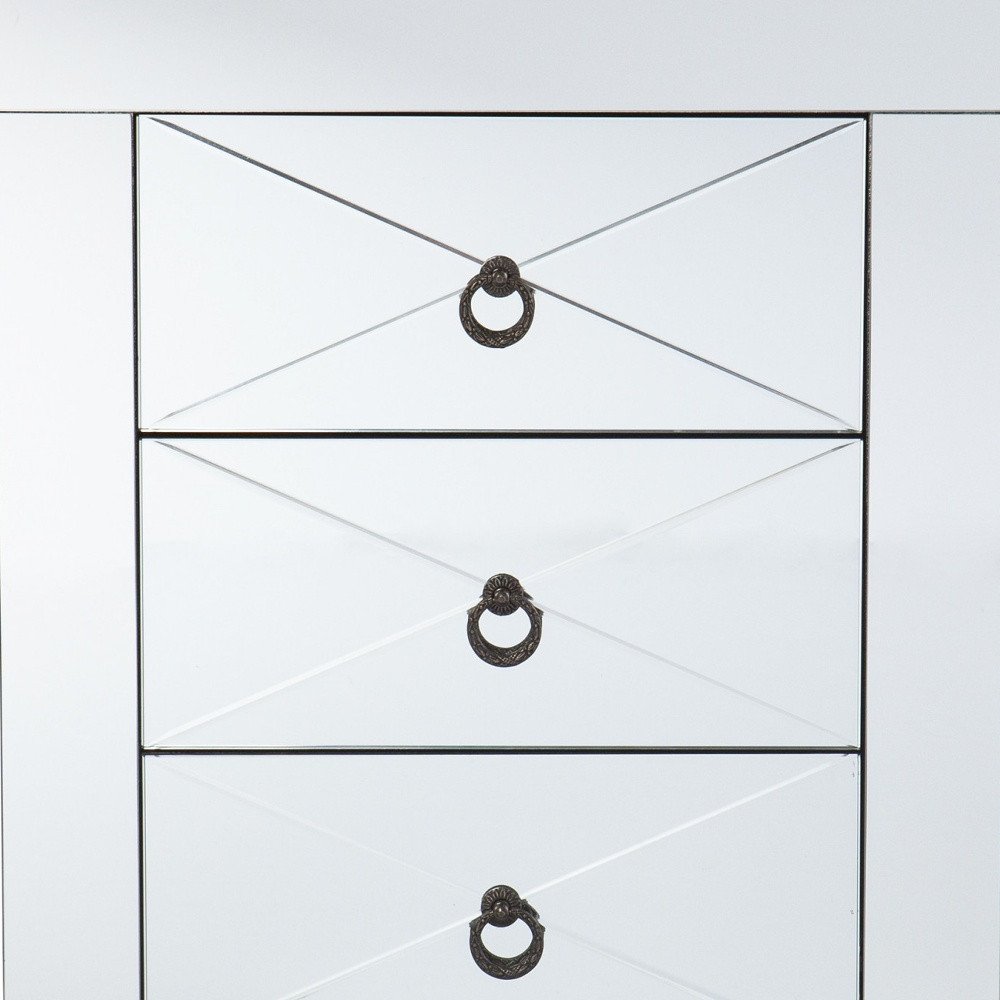 Silver End Table with Three Drawers - 26-inch