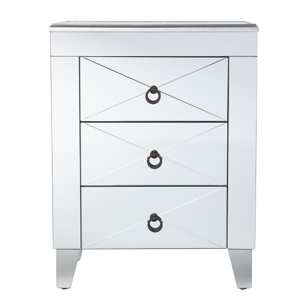 Silver End Table with Three Drawers - 26-inch
