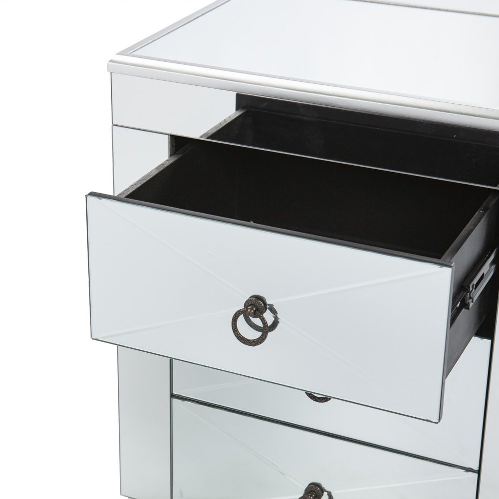 Silver End Table with Three Drawers - 26-inch
