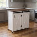 Dark Brown and White Wood Rolling Kitchen Cart - 35-inch