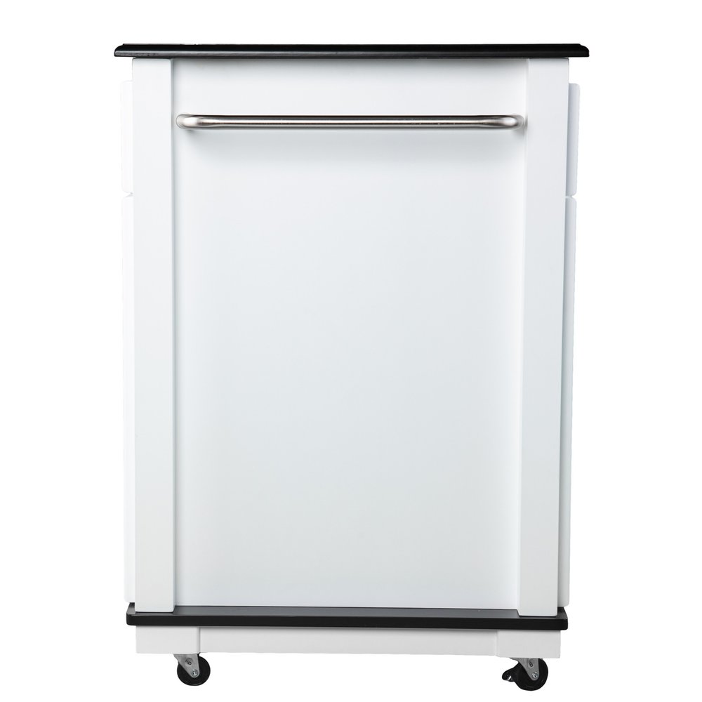 Black and White and Black 39 Rolling Kitchen Island with Storage