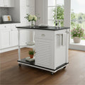 Black and White and Black 39 Rolling Kitchen Island with Storage