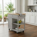 Gray and Natural 35 Rolling Kitchen Island with Storage
