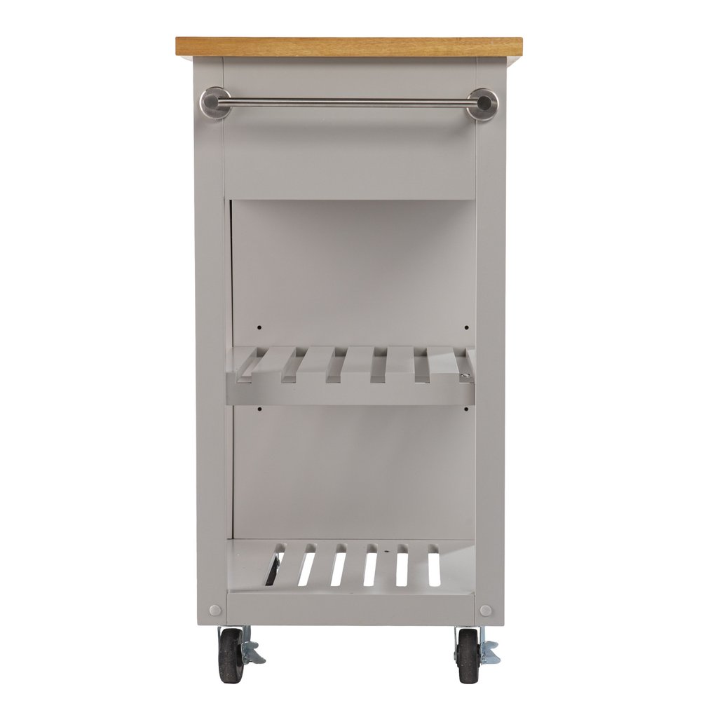 Gray and Natural 35 Rolling Kitchen Island with Storage