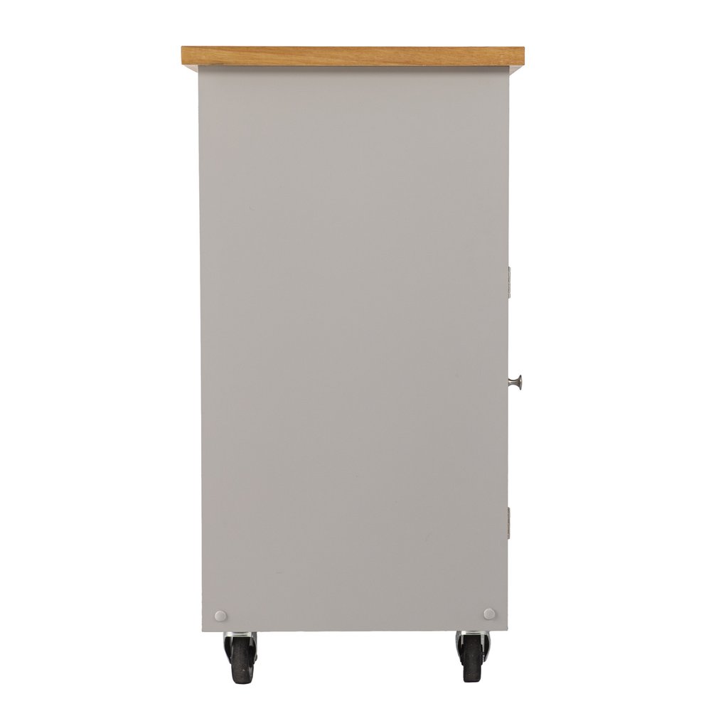 Gray and Natural 35 Rolling Kitchen Island with Storage