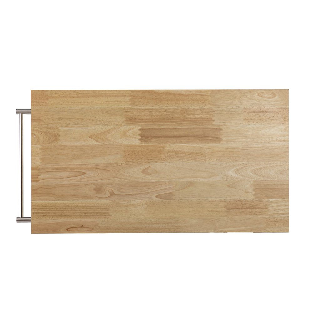Gray and Natural 35 Rolling Kitchen Island with Storage