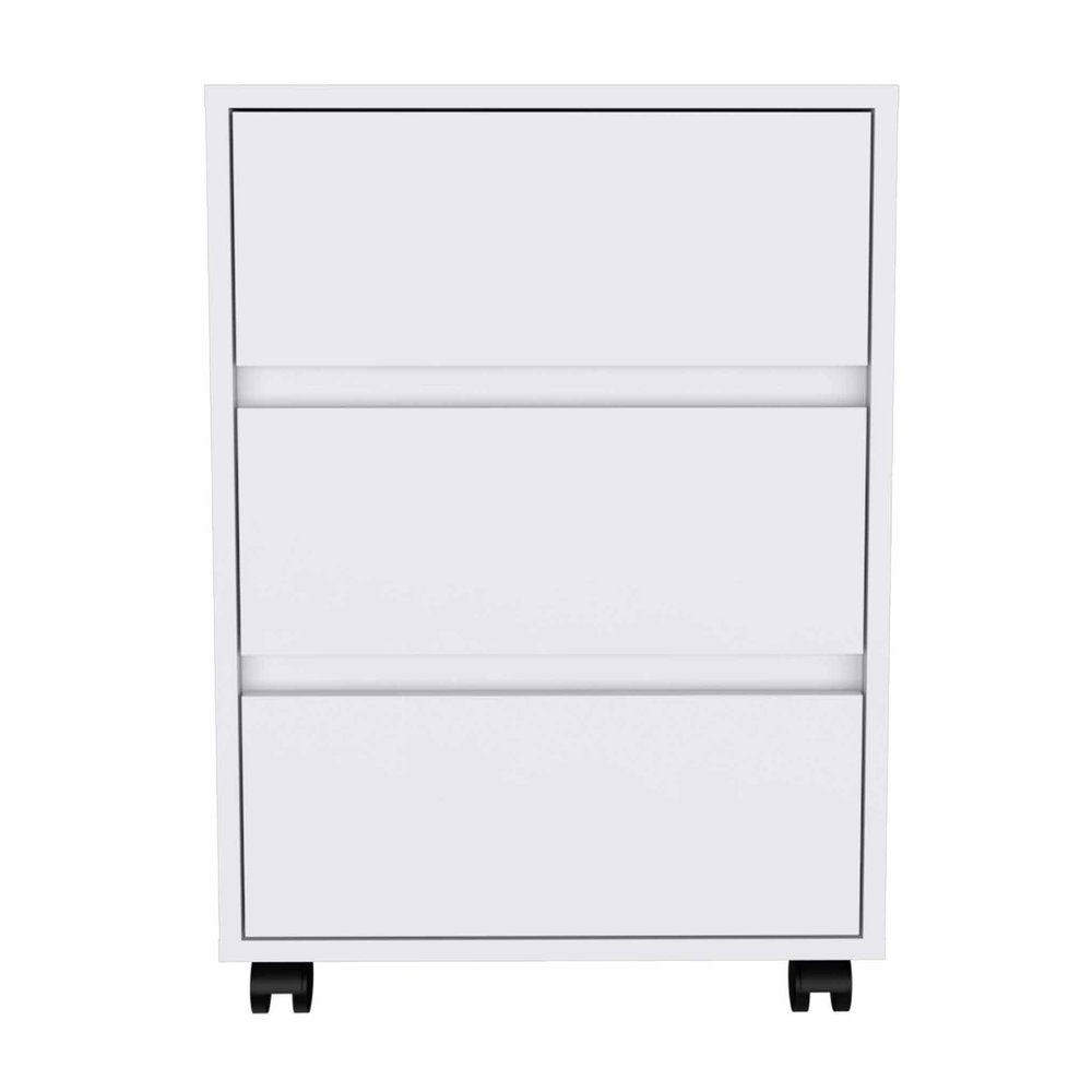 White Wood Accent Cabinet with Three Drawers - 18-inch