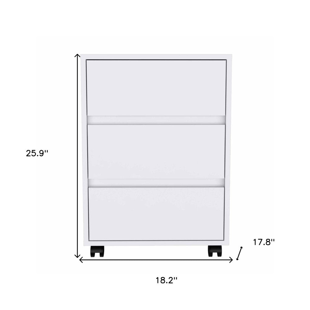 White Wood Accent Cabinet with Three Drawers - 18-inch