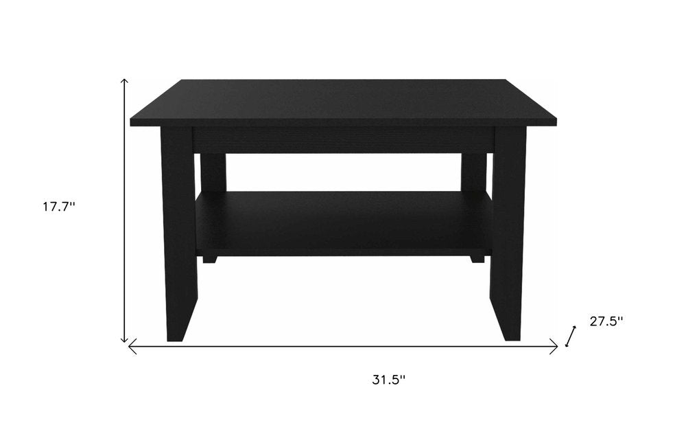 Black Coffee Table with Shelf - 32-inch