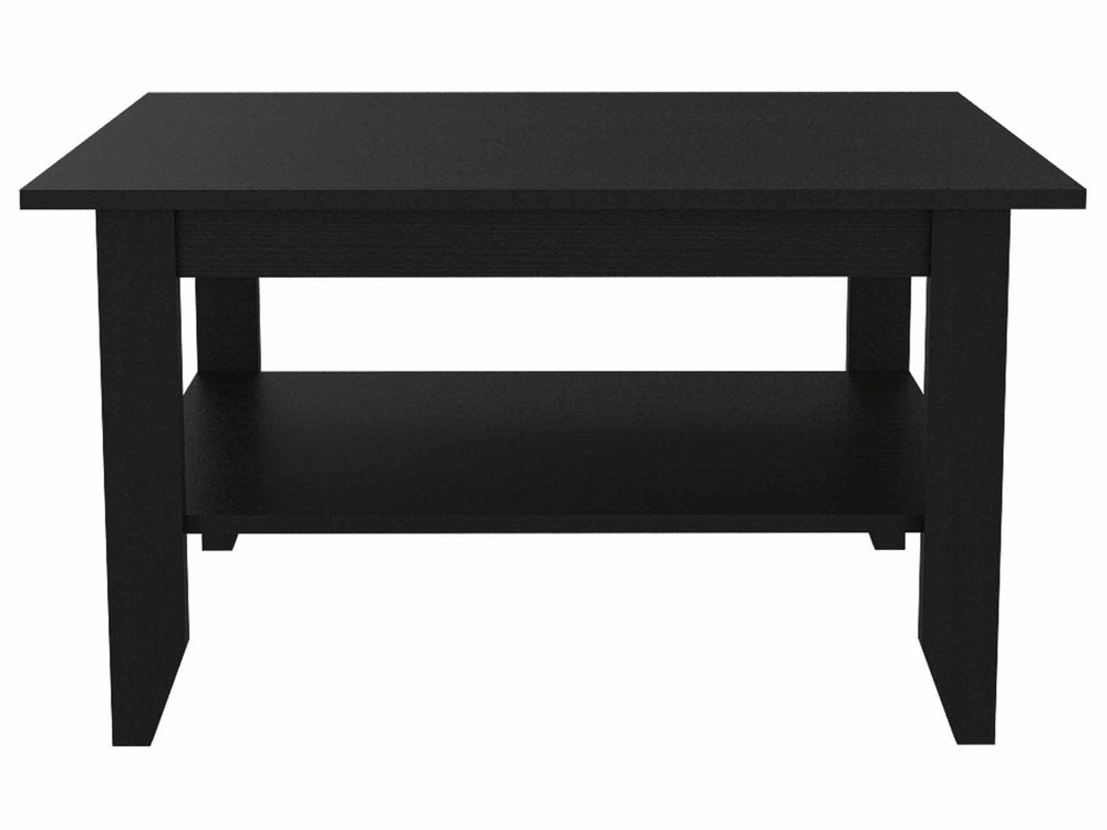 Black Coffee Table with Shelf - 32-inch