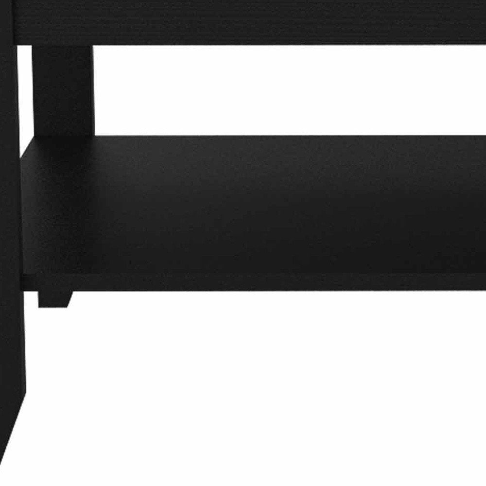 Black Coffee Table with Shelf - 32-inch