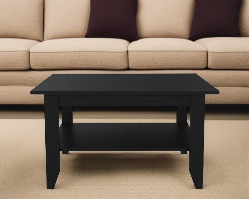 Black Coffee Table with Shelf - 32-inch