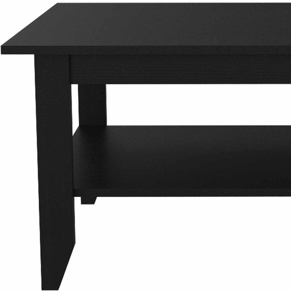 Black Coffee Table with Shelf - 32-inch