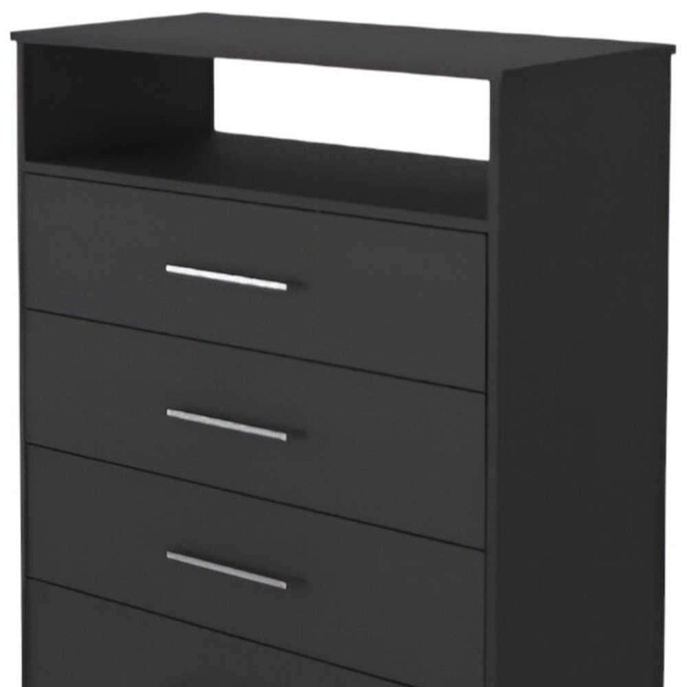 Black Wood Four Drawer Dresser - 31-inch