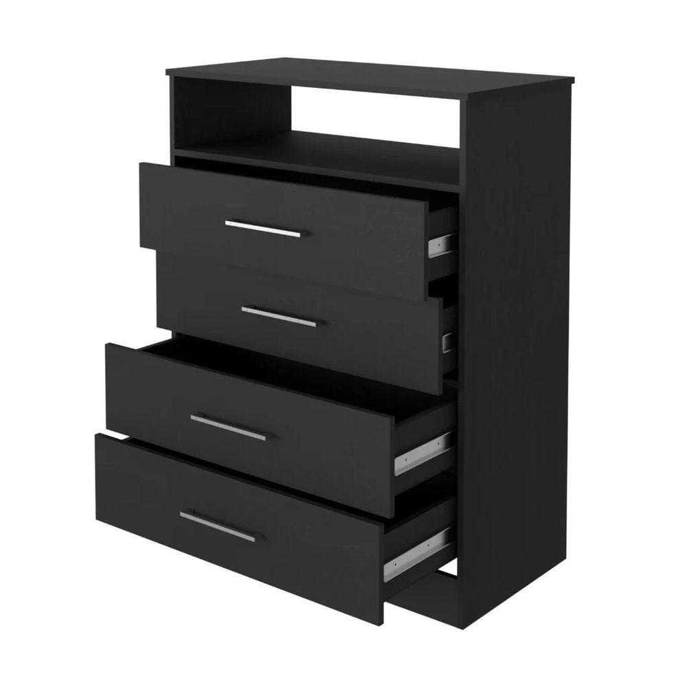 Black Wood Four Drawer Dresser - 31-inch