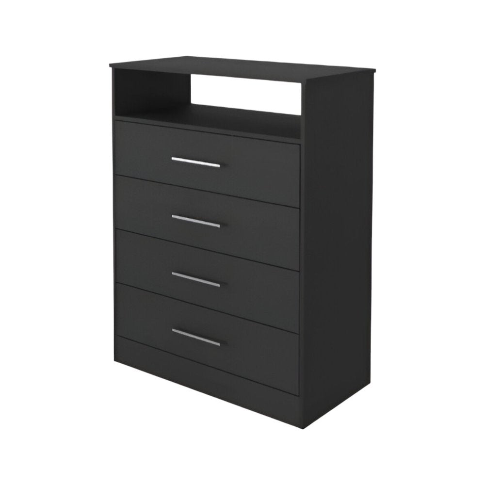 Black Wood Four Drawer Dresser - 31-inch