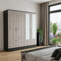 Brown and Black Wood Mirrored Two Drawer Dresser - 63-inch