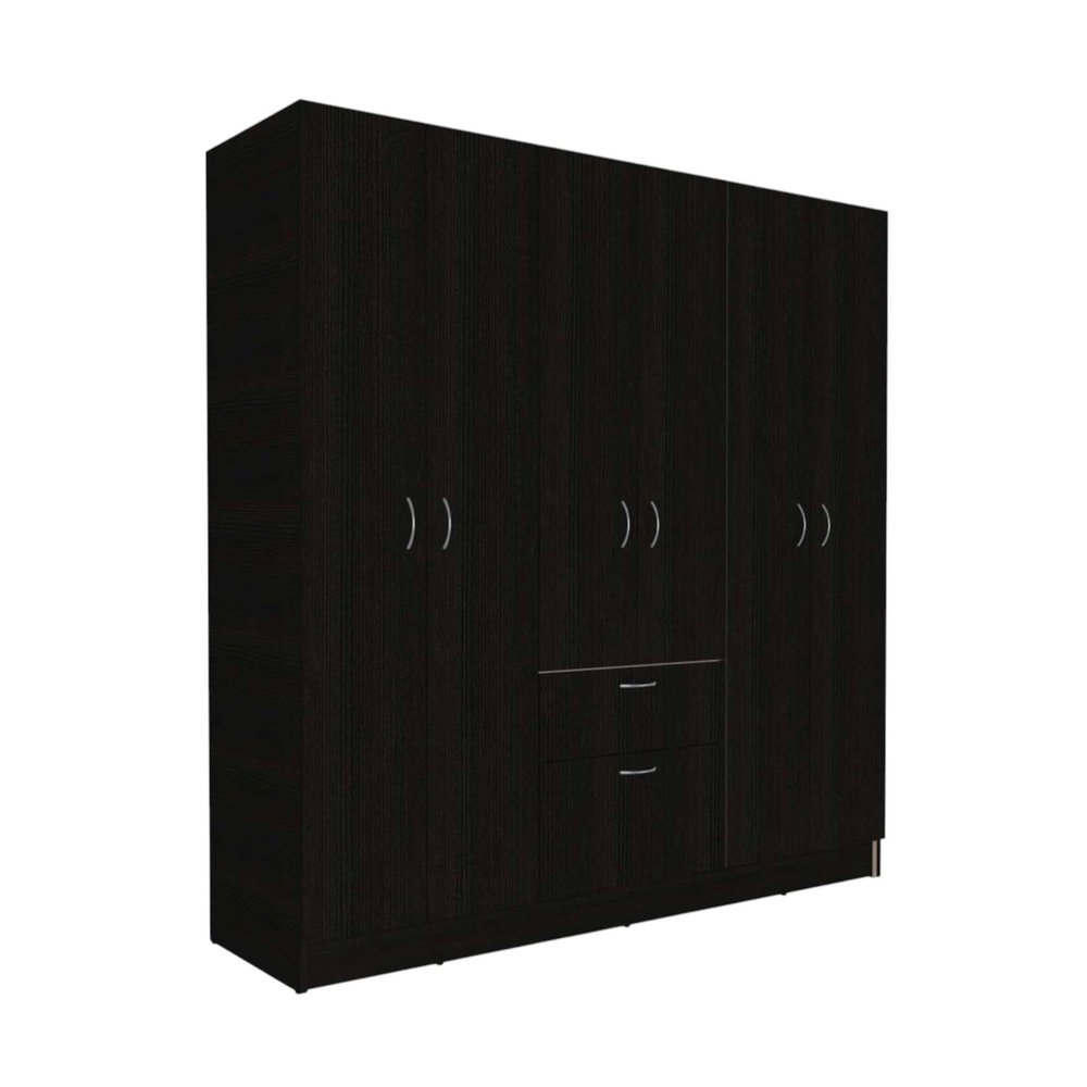 Black and White Wood Six Door Single Drawer Combo Dresser - 71-inch