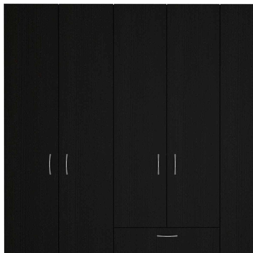 Black and White Wood Six Door Single Drawer Combo Dresser - 71-inch