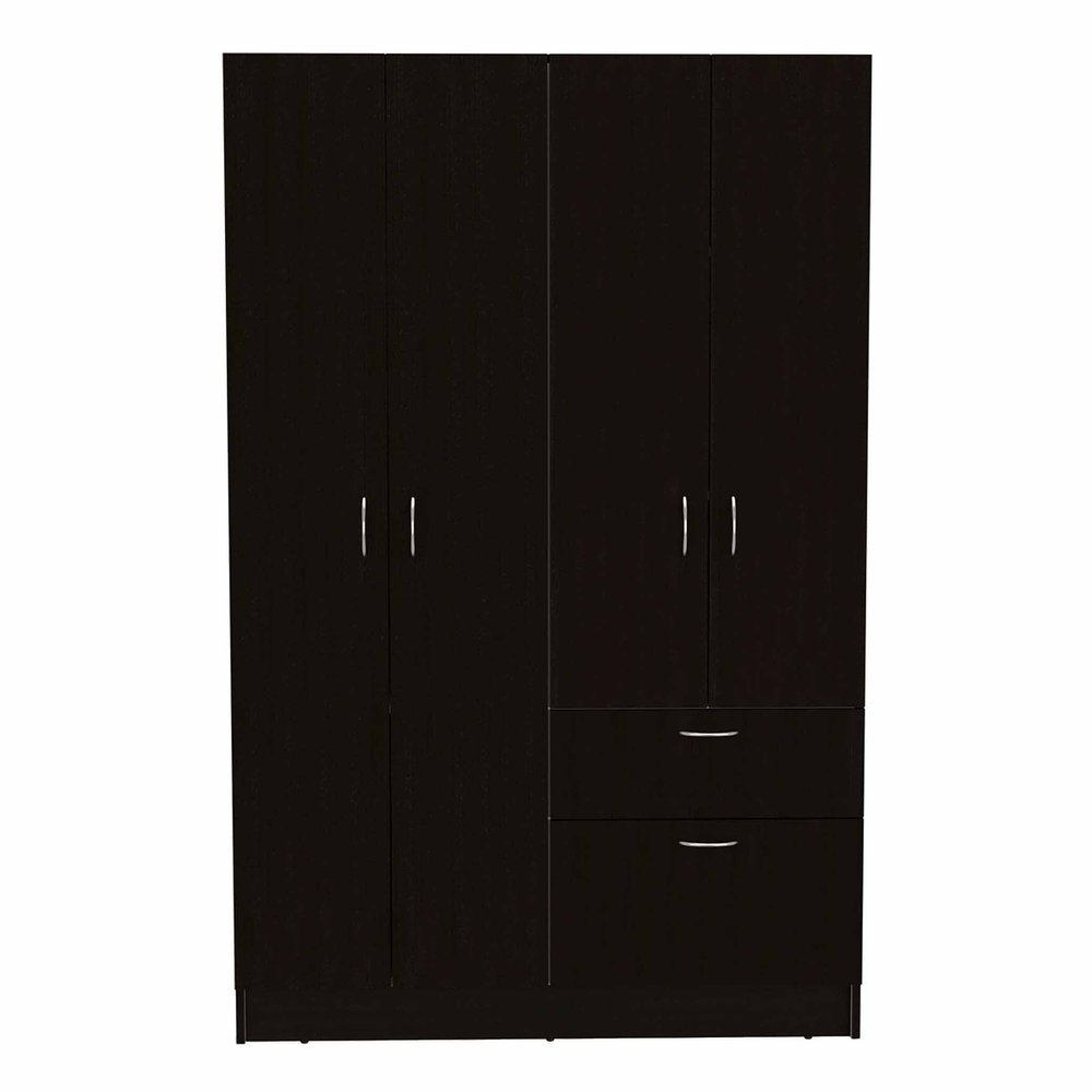 Black and White Wood Six Door Single Drawer Combo Dresser - 71-inch