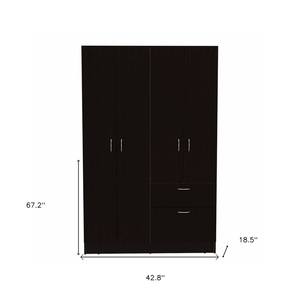 Black and White Wood Six Door Single Drawer Combo Dresser - 71-inch