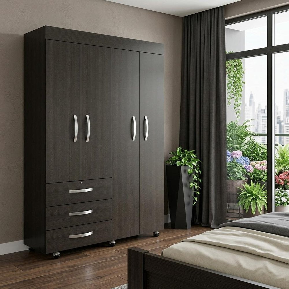 Wood Three Drawer Combo Dresser - 68-inch