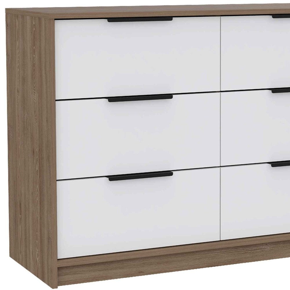 Brown and White Wood Four Drawer Dresser - 42-inch