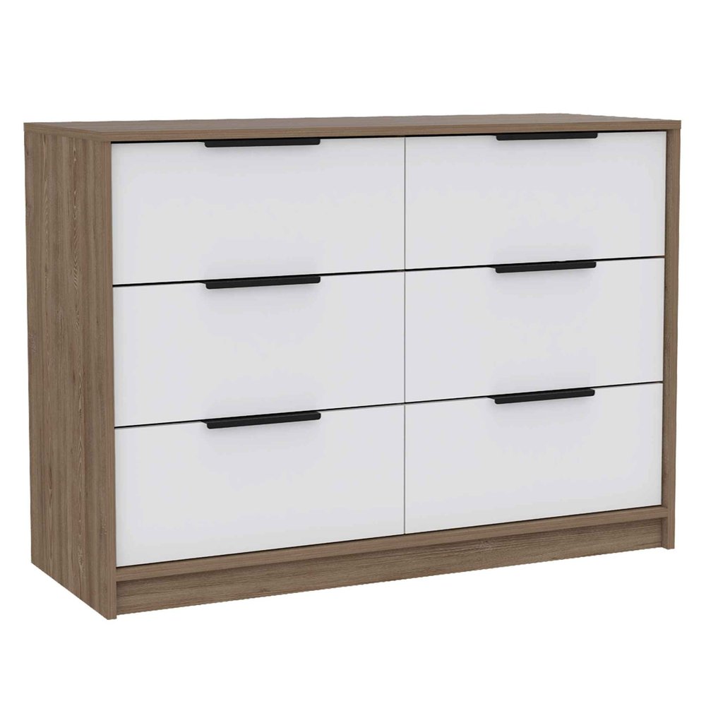 Brown and White Wood Four Drawer Dresser - 42-inch