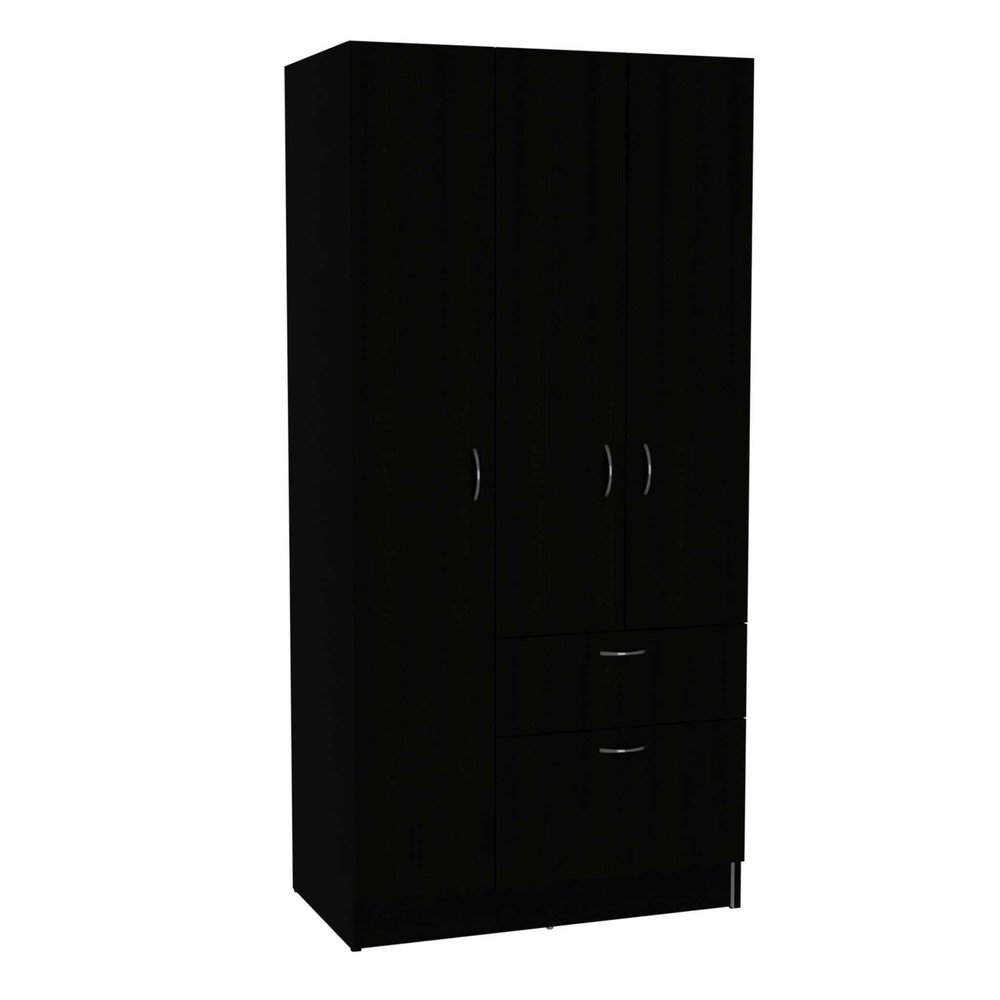 Black and White Wood Six Door Single Drawer Combo Dresser - 71-inch