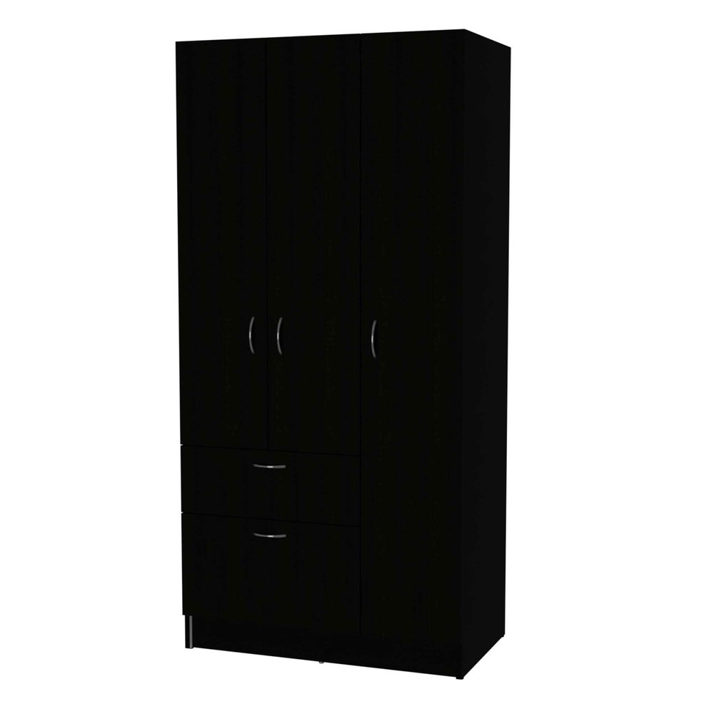 Black and White Wood Six Door Single Drawer Combo Dresser - 71-inch