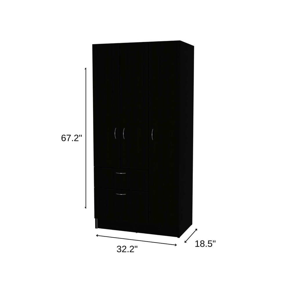 Black and White Wood Six Door Single Drawer Combo Dresser - 71-inch
