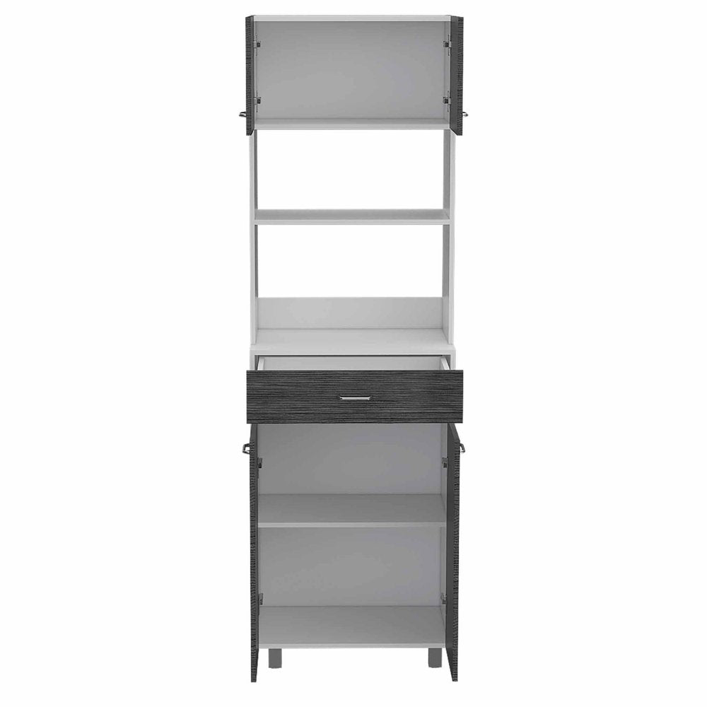 Gray Pantry Cabinet with Three Storage Shelves - 79-inch