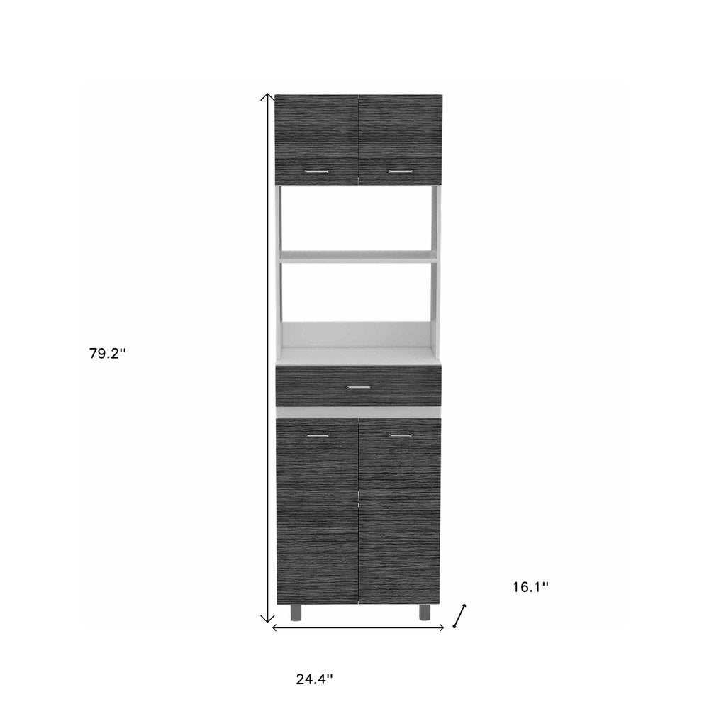 Gray Pantry Cabinet with Three Storage Shelves - 79-inch