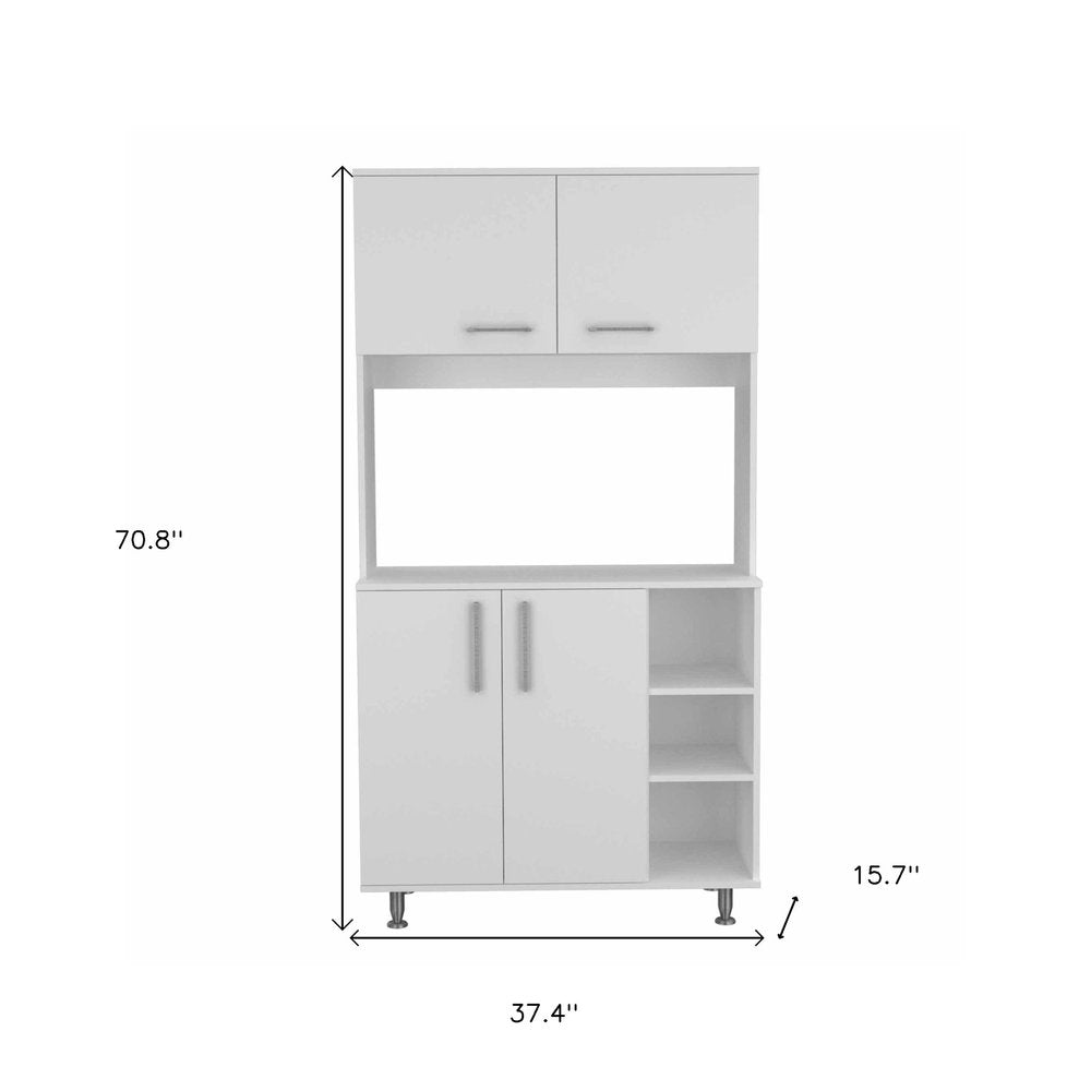 Modern White Pantry Cabinet with Five Shelves - 71-inch