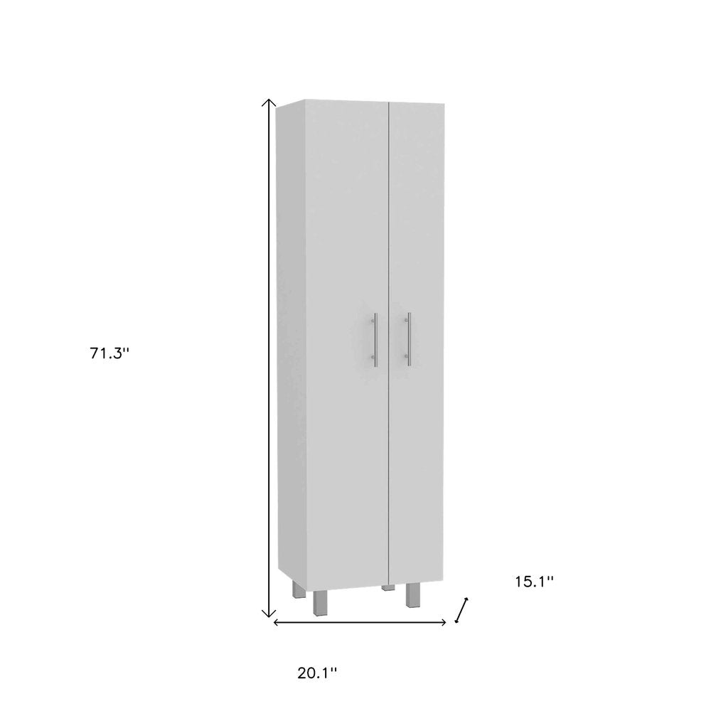 White Versatile Tall Pantry Cabinet with Five Shelves - 71-inch