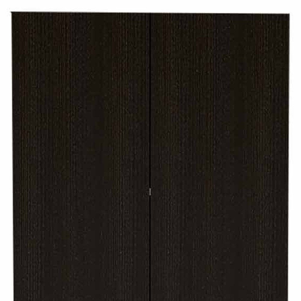 Modern Black Pantry Cabinet with Two Doors and Five Shelves - 79-inch