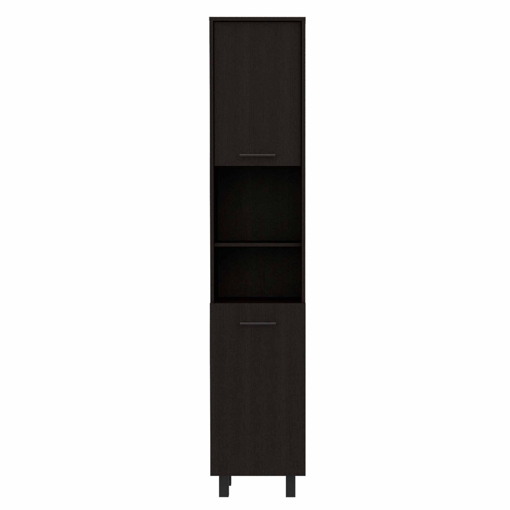 Modern Black Pantry Cabinet with Five Shelves - 79-inch